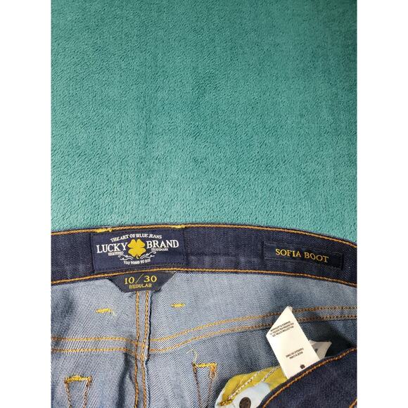 Lucky Brand Jeans Size 10 Womens Blue Stretch Pants Dark Mid Rise Sofia Bootcut - Picture 3 of 13